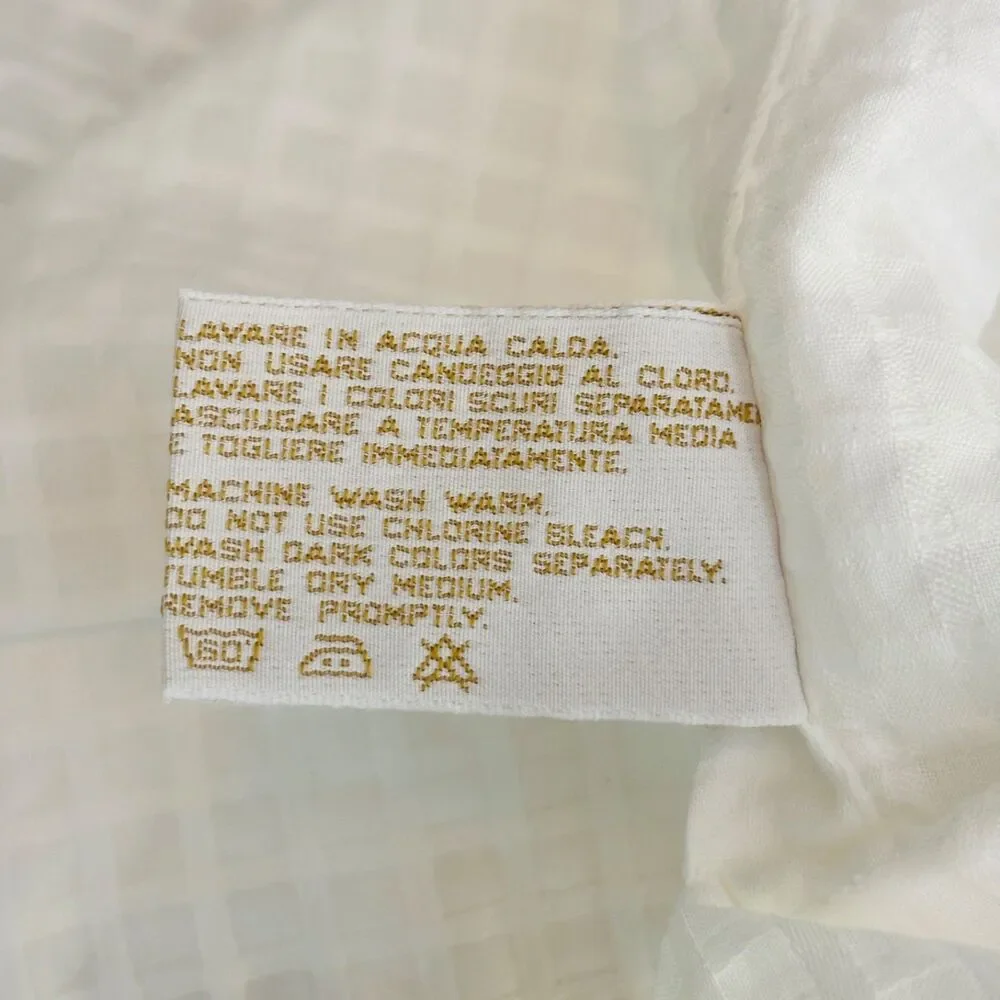 Pratesi Pillow Cover Boudoir Small White Windowpane Made in Italy Fine Cotton